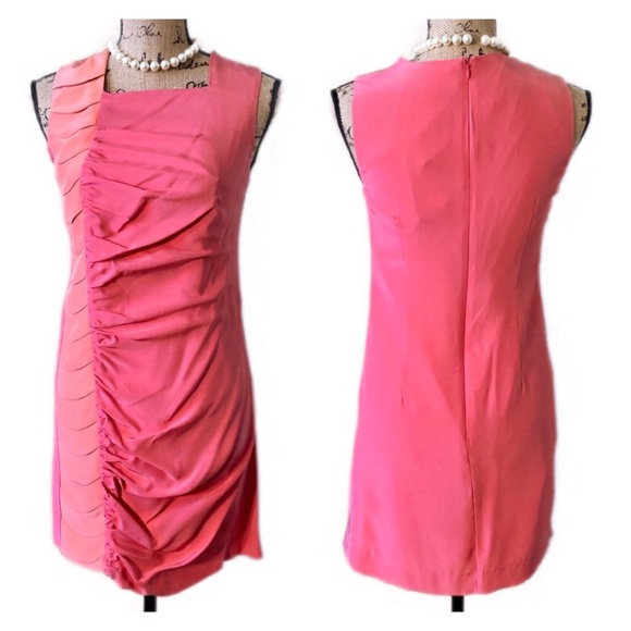 DAVID YO Pink Peach Ruched Silk Cocktail Party Dress NWT - Picture 5 of 5